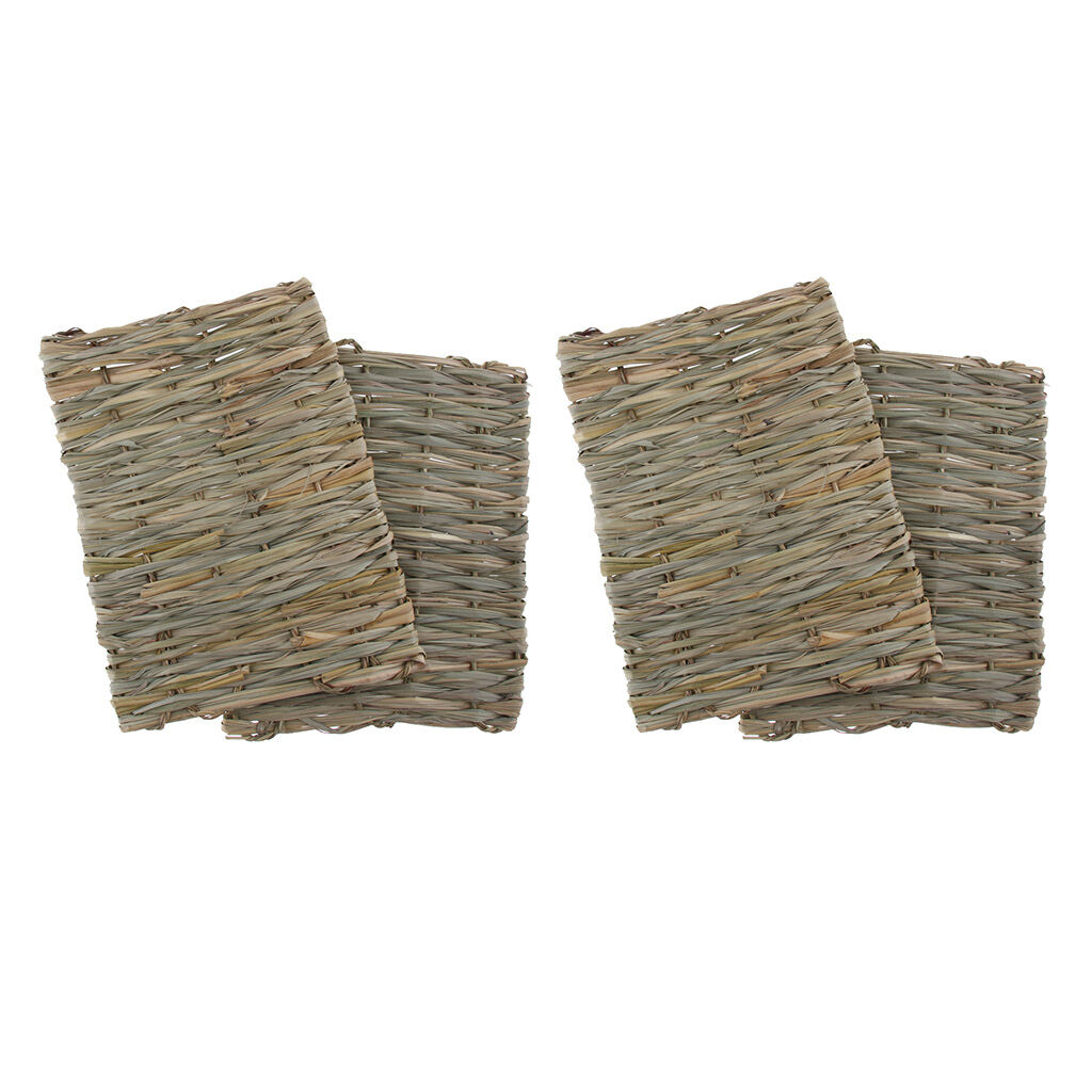 4x Straw Woven Rabbit Small Pet Mat Hamster Mouse Natural Hay Bedding Petate 