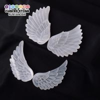 Statue de plumes en cristal naturel 1 paire ailes dange en sélénite blanche artisanat en gypse décoration de maison cadeau