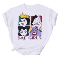 【New】Funny Friends Cartoon Disney Villains Graphic Printed Blouse Women T-shirt Cute Female Tshirt Kawaii Children Tees Kids Clothing