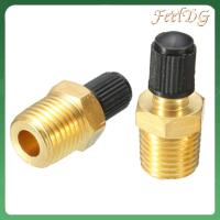 FEELDG 2PCS ทองเหลืองเบิ้ล วาล์วเติมลม NPT 1/4" วาล์ว Schrader เครื่องอัดอากาศ วาล์วถัง1/4" ดีไอวาย ถังเติมน้ำ วาล์วชุบนิกเกิล รถสำหรับรถ