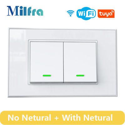 Tuya WiFi Smart Light Button Switch No With Neutral Wire Optional 123 Gang Wall Light Switches Work with Home Alexa