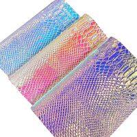 Snake Skin Grain Embossed Holographic Spunlace Fabric Sheet for DIY Making Bag Decoration Earring Shoe Craft 46x135CM