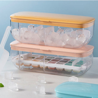 Press Type Ice Cube Maker Silicone Ice Tray Making Mold Creative Ice Cubes Storage Box Bar Kitchen Accessories Ice Cube DIY Makers