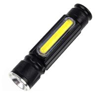 ไฟฉาย LED mini XM-L T6 + COB ซูมได้ มี 3 โหมด แบตเตอรี่ในตัว ชาร์จ USB (สีดำ)