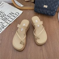 Wedge slippers 2022 summer European station new womens shoes retro clip toe thick bottom outerwear fashion sandals and women