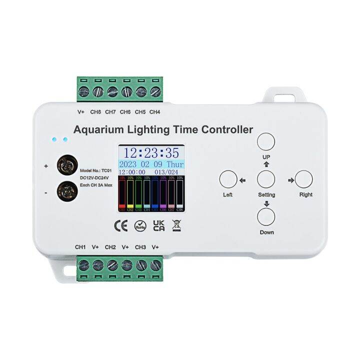 ตัวควบคุมไฟ-led-ตั้งโปรแกรมเวลาได้ตัวจับเวลา8ช่อง12v-24v-หรี่สำหรับ5050-3528-2835สี-rgb-เดียว-rgbw-rgb-cct-ซังแถบไฟ