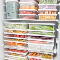 HADI โปร่งใสโปร่งใส กล่องเก็บผลไม้ในตู้เย็น สี่เหลี่ยมมุมฉาก พลาสติกทำจากพลาสติก กล่องเก็บอาหาร มัลติฟังก์ชั่ รักษาความสดใหม่ กล่องเก็บของแช่แข็ง บ้านในบ้าน