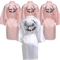 Wedding Party Robe Team Bride Robe Kimono Satin Pajamas Bridesmaid Women Bathrobe SP009