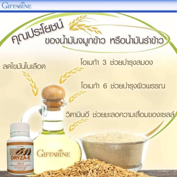 ส่งฟรี-โอรีซา-อี-กิฟฟารีน-น้ำมันรำข้าว-น้ำมันจมูกข้าวแคปซูล-oryza-e-giffarine-ผสมน้ำมันจมูกข้าวสาลี-และวิตามินอี-กิฟฟารีน