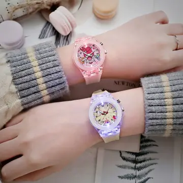 Luminous LED Pocket Watch Japan Cartoon Anime One Piece Pocket Watches  Necklace Chain Vintage FOB Steampunk Pendant Flash Clock