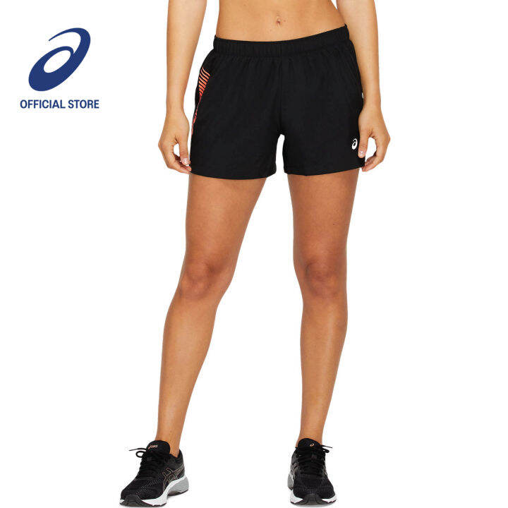 black asics shorts