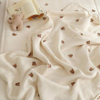 MILANCEL 2021 Autumn Baby Blanket Bear Embroidery Sleeping Bag Cute Bear Toddler Blanket