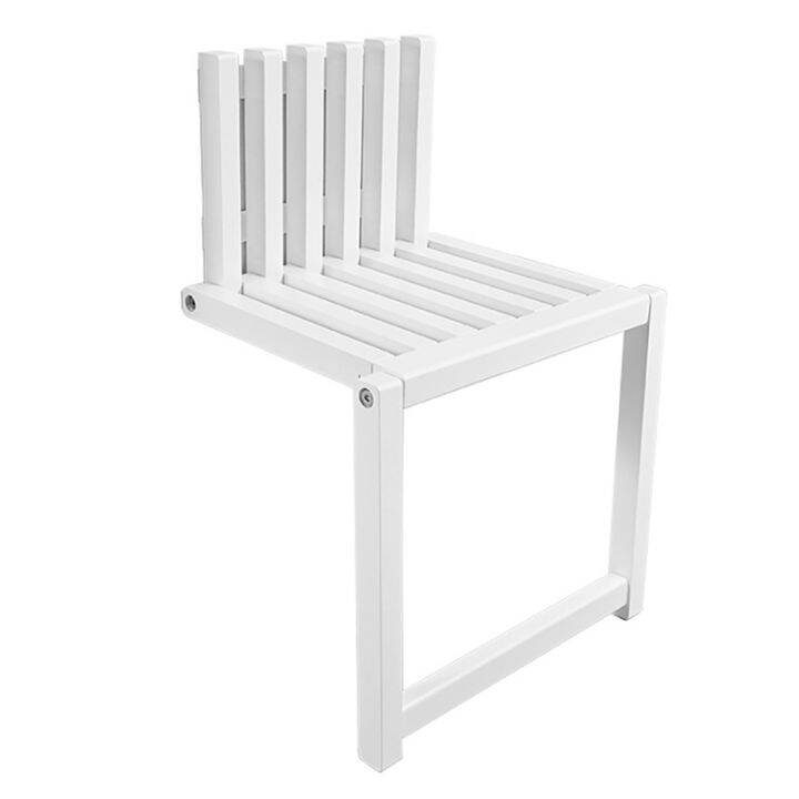 Wall Mounted Hidden Folding Chair Solid Wood Bathroom Stool Home