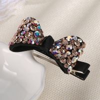 Korean Women Simple Exquisite Bow Tie Barrettes Clips For Sweet Girl Fashion Shiny Rhinestone Headdress Hair Accessories