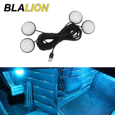 Blalion 4in1 Led Car Interior Light Monochrome USB Foot Ambient Lamp 12V LED Atmosphere Lamp BlueIce BluePink Auto Accessories