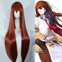 (วิกผมคอสเพลย์) วิก Makise Kurisu Steins Gate Christina ทนความร้อนได้ยาว100ซม. วิกผมปลอมวิกผมชุดคอสเพลย์ผู้หญิง + ตาข่ายคลุมผมสำหรับใส่วิก