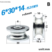 YUECHENG ล้อเลื่อนล้อเลื่อนล้อเลื่อน8x30x14มม. 1ชิ้น, ล้อร่อง U, ล้อนำทาง6x30x14มม. ล้อกลิ้งป้องกันสนิม