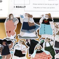23pcs Fat Girl Daily Hand Account Cute Cartoon Sticker Hand Account Diy Album Waterproof Translucent Decorative Stickers Stickers