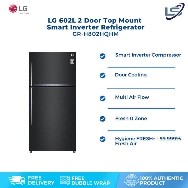 LG 602L 2 Door Top Mount Smart Inverter Refrigerator Matte GRH802HQHM