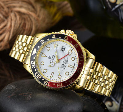 นาฬิกาข้อมือสำหรับคุณผู้ชายนาฬิกาแฟชั่นสไตล์ลำลองสายสเตนเลสนาฬิกาควอทซ์สำหรับผู้ชาย (สีทองสาย)