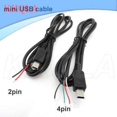QKKQLA 2pin 4pin Mini USB Male Jack Power Cable 5Pin DIY Charging Data Transmission Connector Welding 1m Wire repair 2 4 Core charger