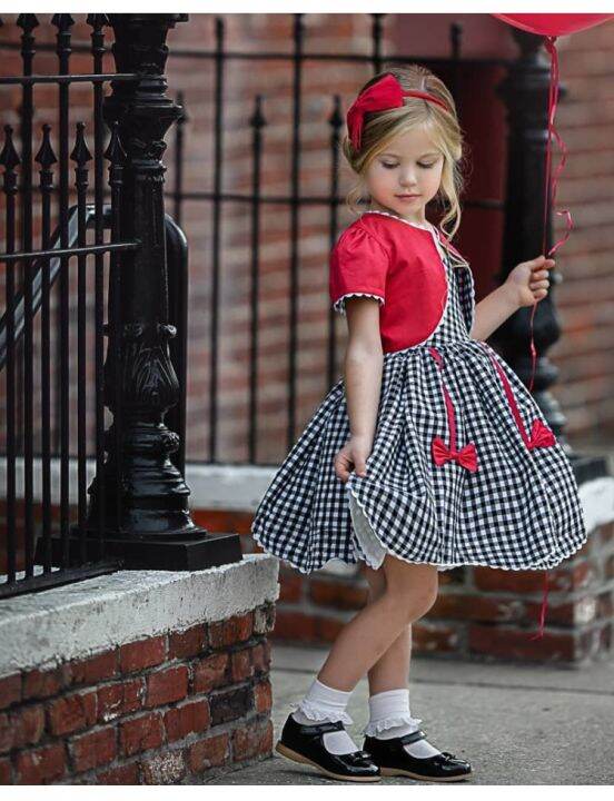 humor-bear-summer-girls-plaid-dress-bow-lace-sling-sleeve-student-dress-party-princess-baby-kids-clothing