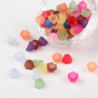 100pc  Mixed Frosted Acrylic Tulip Flower Bead Caps Lily of the Valley 10mm wide 6mm thick Hole:1.5mm