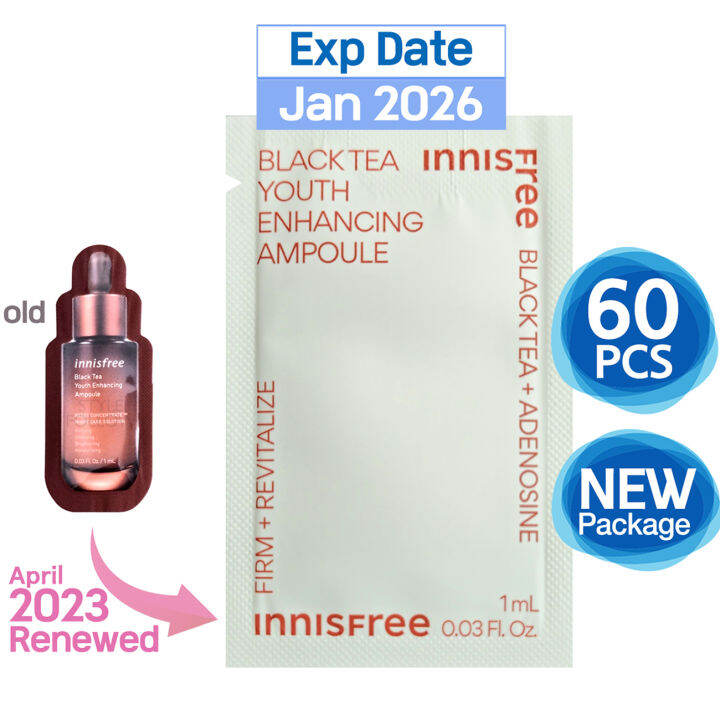 60pcs ️NEW Package ️[INNISFREE] Black Tea Youth Enhancing Ampoule 1ml