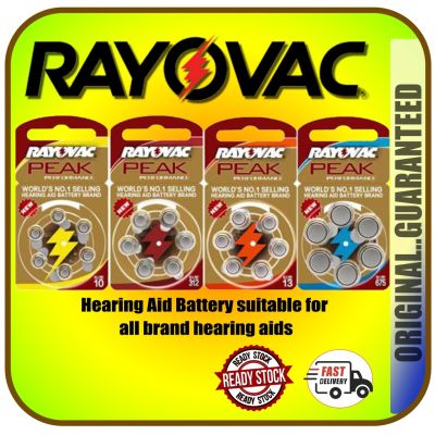 RAYOVAC PEAK เครื่องช่วยฟังขนาดแบตเตอรี่312/13/675/10 Bateri Alat Pendengaran เหมาะสำหรับเครื่องช่วยฟังทุกประเภท