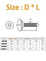 M2/M2.5/M3/M4/M5/M6/M8 Countersunk Cross ไนลอน Leveler สกรูหัวแบนพลาสติกสกรูพลาสติกยาว4-40มม