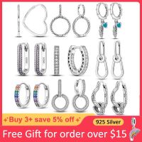 Trend Original Me Earring Silver 925 Round Circle Feather Dangle Hoop Earrings for Women Fashion Zircon CZ Earing Hoop Jewelry