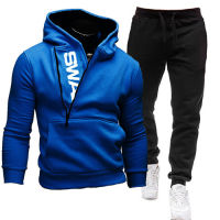 Hooded Sets Tracksuits Mens Autumn Winter Sweatshirt + Sweatpants Hoodie Set 2 Pieces Zipper Sweatshirt Male Suit Pullover