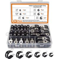 ™☬۩ 52pcs Cable Clamps Assortment Kit 304 Stainless Steel Rubber Cushion Pipe Clamps in 6 Sizes 1/4 5/16 3/8 1/2 5/8 3/4