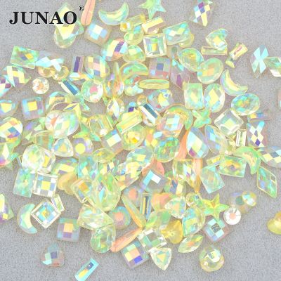 JUNAO 10g Transparent Citrine Color Size Rhinestones Decoration Flatback Strass Glue Resin Crystals