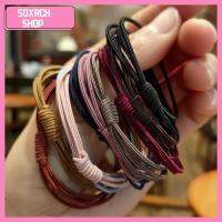 SQXRCH SHOP Random Color ใหม่ ผู้หญิง เครื่องประดับผม ยืดหยุ่นสูง 4 in 1 เชือกผูกผม แหวนติดผม