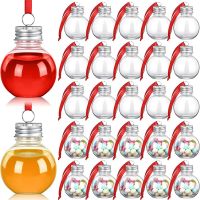 10Pcs Christmas Tree Ornament Fillable Booze Water Bottle Bulbs Shape Plastic Clear Christmas Ball Bell Pendant Home Party Decor