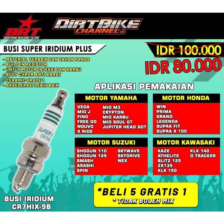 Brt IRIDIUM Spark Plug PLUS KLX 150 CRF 150w 155 TIGER JUPITER Z ...