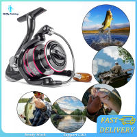 [HB2000-7000] โลหะ Reel Spinning Reel HB 2000-5000 Super Light Spinning Fishing Reel 8 กิโลกรัมลากสูงสุด 5.2: 1 อัตราส่วนเกียร์น้ำจืดปลาคาร์พตกปลา Coil Handle Reel