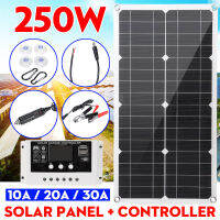 moonbeam แผงโซล่าเซลล์ แผงพลังงานแสงอาทิตย์ Monocrystalline Dual /5V กระแสตรง USB พร้อม/ไม่มี10/20/30A ตัวควบคุมพลังงานแสงอาทิตย์กันน้ำ 18V 250W