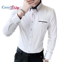 Cozy Up เสื้อเชิ้ตแขนยาวแฟชั่นลำลองสลิมฟิตสีทึบผ้าฝ้ายนุ่ม