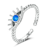 WOSTU 925 Sterling Sliver Adjustable Demon Devil Eye Bead Opal Open Rings For Women Female Original Jewelry CTR231