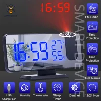 LED Digital Projection Alarm Clock Electronic Alarm Clock with Projection FM Radio Time Projector Bedroom Bedside Mute Clock