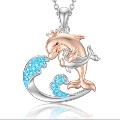 JDY6H Dolphin Necklace Beach Sea Animal Jewelry Trend Pendant Ladies Gift Girlfriend Birthday Valentine Day Accessories Wholesale