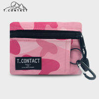 T.contact กระเป๋าการ์ดจราจรกระเป๋าใส่เหรียญแบบธรรมดาใหม่สองสีแบบสั้นกรณีบัตรกระเป๋าสตางค์อเนกประสงค์