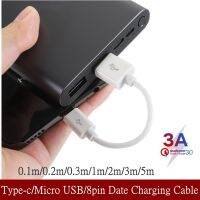 [ดีที่สุด A]✩ 10ซม. ประเภท USB แบบสั้น C สาย3A วันที่ชาร์จ USB-C 8pin โทรศัพท์ Micro เครื่องชาร์จ USB สำหรับ XiaoMi Samsung A3 A5 A7 P20 Huawei ☺