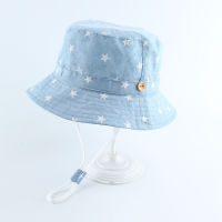 Cute Baby Hat Cool Panama Summer Denim Bucket Hat Baby Toddler Cap Boys Girls Print Caps Kids Cartoon Hat Windproof Sun Hat