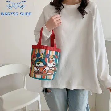 Korean Style Cute Cartoon Bear Printed Backpack For Casual Use