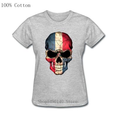 Vintage Skull Dominica Flag Dominican Republic Novelty Tshirts Hop Style 100% cotton T-shirt