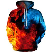 New Colorful Flame Hoodie 3D Fluorescence Sweatshirt Men Women Autumn Winter Coat Clothing funny Jacket black Hoodies Tops