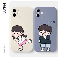 Ready Stock! JURSUE เคสคู่ เคสไอโฟน คู่รัก กันกระแทกซิลิโคนนุ่มการ์ตูนน่ารักตลก เคสโทรศัพท์ Compatible for iPhone 14 13 12 11 Pro Max SE 2020 X XR XS 8 7 ip 6S 6 Plus XYH197